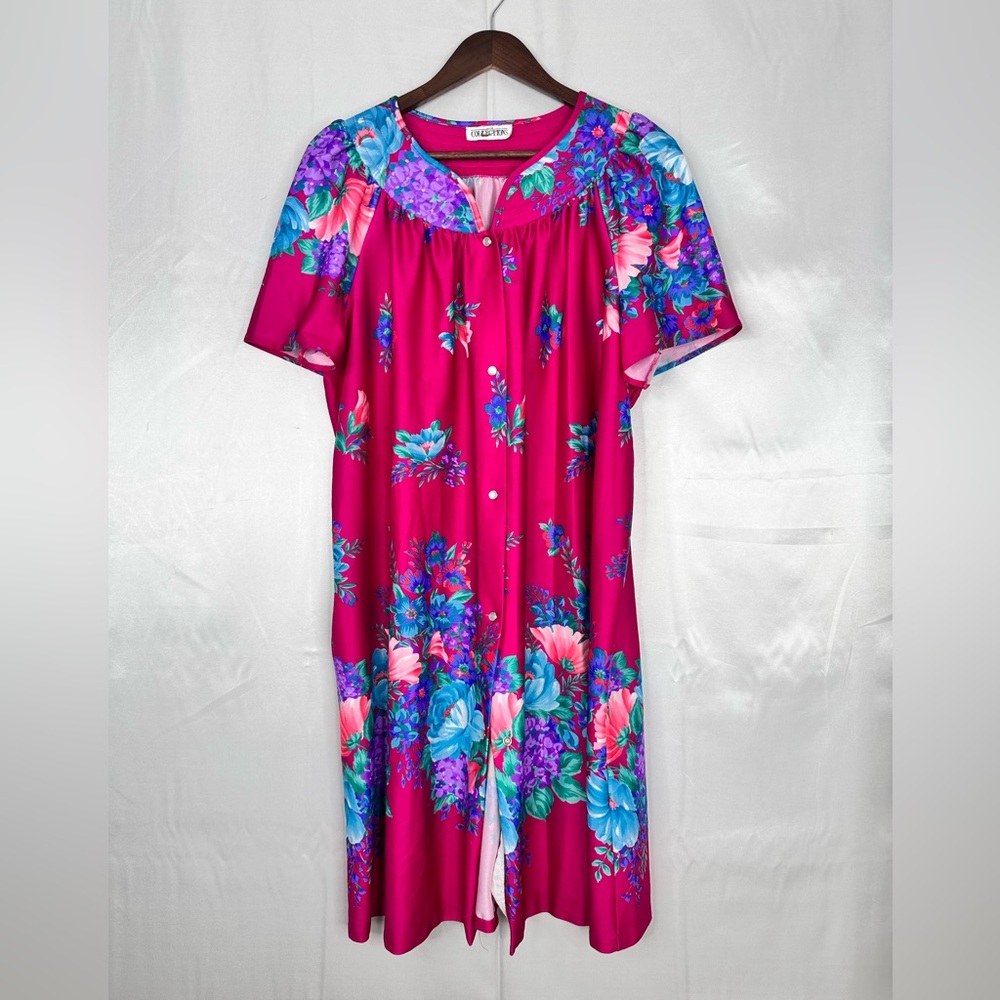 VTG Collections Women's Pink Floral Pajama Sleep Dress‎ Size Large